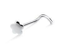 Smaller Flower Shaped Silver Curved Nose Stud NSKB-08s